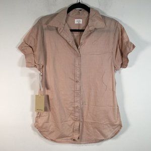 Wilfred Free Camper Short Sleeve Button Up Shirt, Women's Size 2XS -Tuscany Rose